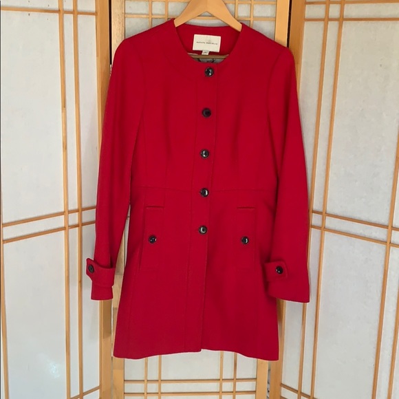 banana republic red coat with black buttons - Picture 2 of 9